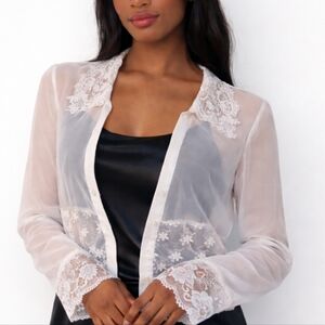 VINTAGE Lace detail sheer blouse